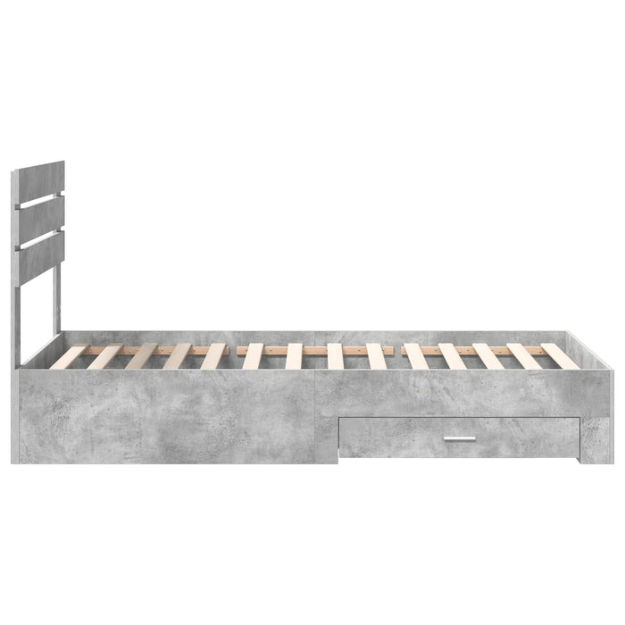 Cadru de pat cu sertar cu headboard cu depozitare Lemn compozit - WALTI WALTI
