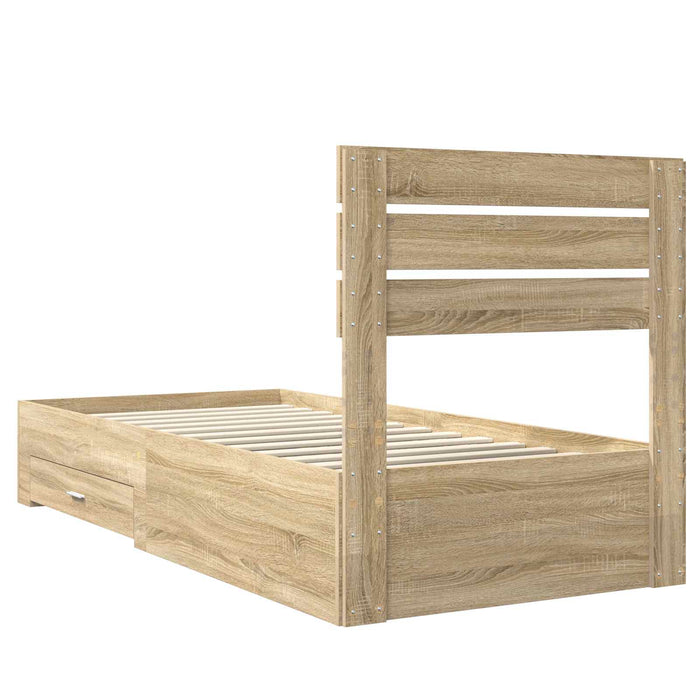 Cadru de pat cu sertar cu headboard cu depozitare Lemn compozit - WALTI WALTI