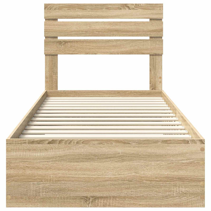 Cadru de pat cu sertar cu headboard cu depozitare Lemn compozit - WALTI WALTI