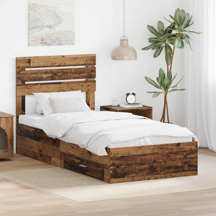 Cadru de pat cu sertar cu headboard cu depozitare Lemn compozit - WALTI WALTI