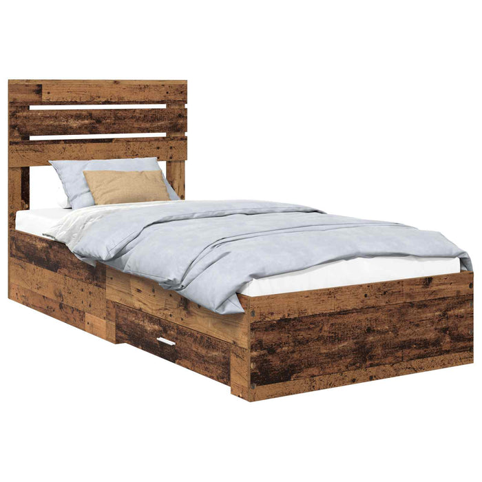 Cadru de pat cu sertar cu headboard cu depozitare Lemn compozit - WALTI WALTI