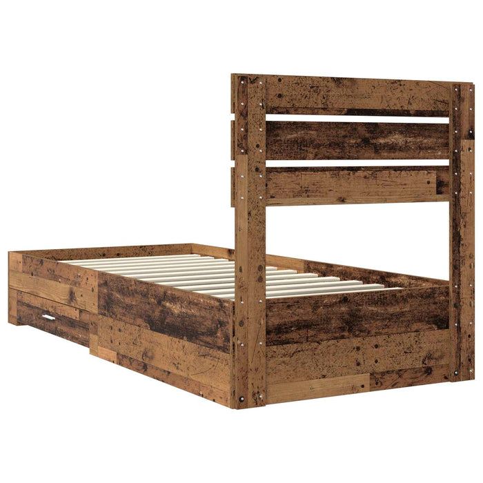 Cadru de pat cu sertar cu headboard cu depozitare Lemn compozit - WALTI WALTI