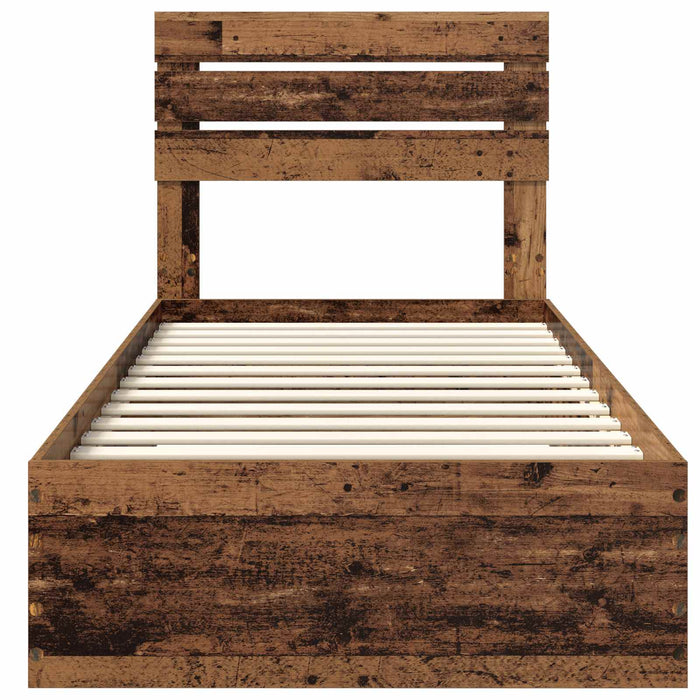 Cadru de pat cu sertar cu headboard cu depozitare Lemn compozit - WALTI WALTI