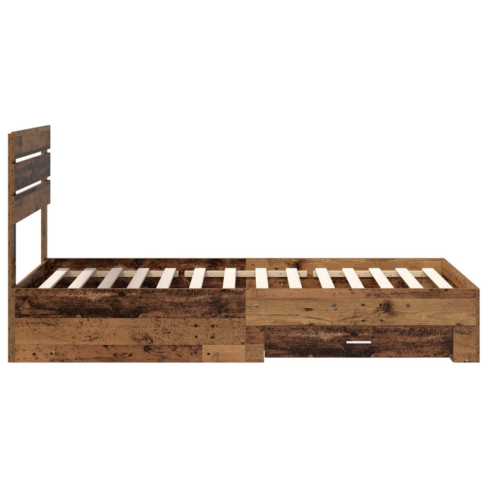 Cadru de pat cu sertar cu headboard cu depozitare Lemn compozit - WALTI WALTI