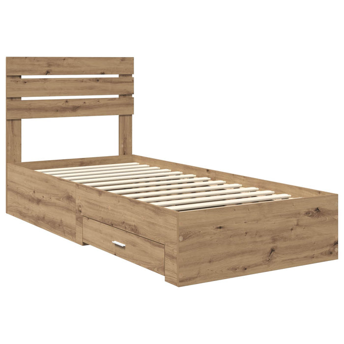Cadru de pat cu sertar cu headboard cu depozitare Lemn compozit - WALTI WALTI
