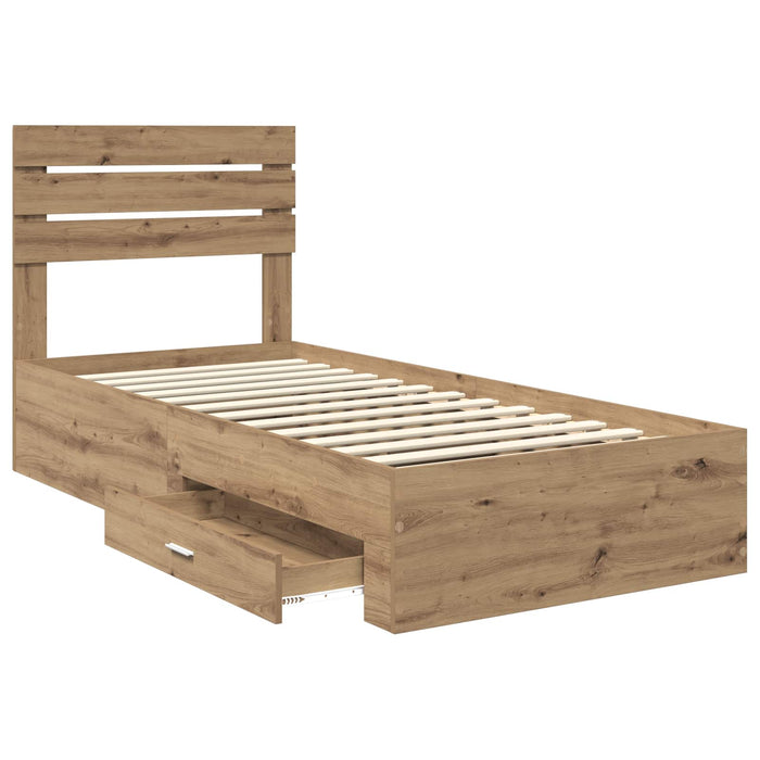 Cadru de pat cu sertar cu headboard cu depozitare Lemn compozit - WALTI WALTI