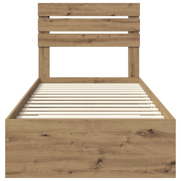 Cadru de pat cu sertar cu headboard cu depozitare Lemn compozit - WALTI WALTI