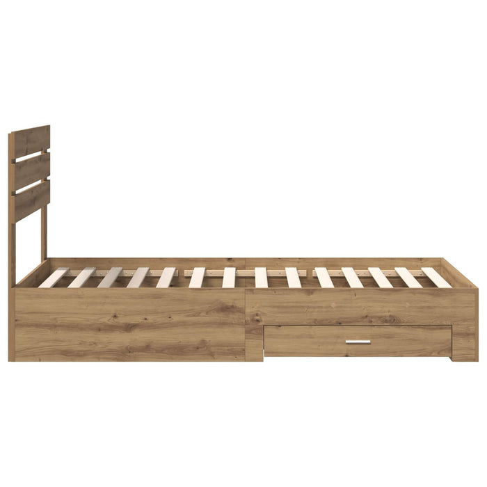 Cadru de pat cu sertar cu headboard cu depozitare Lemn compozit - WALTI WALTI