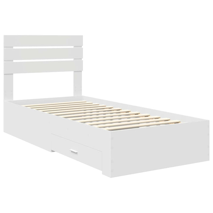 Cadru de pat cu sertar cu headboard cu depozitare Lemn compozit - WALTI WALTI