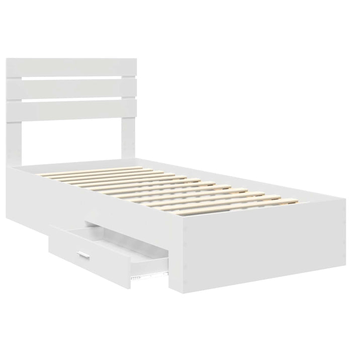 Cadru de pat cu sertar cu headboard cu depozitare Lemn compozit - WALTI WALTI