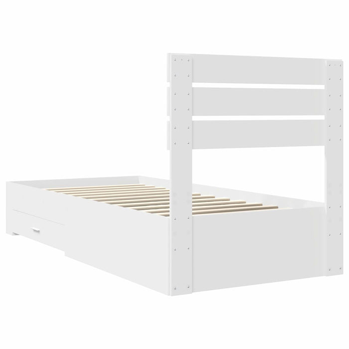 Cadru de pat cu sertar cu headboard cu depozitare Lemn compozit - WALTI WALTI
