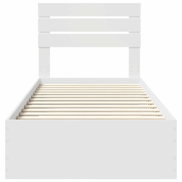Cadru de pat cu sertar cu headboard cu depozitare Lemn compozit - WALTI WALTI