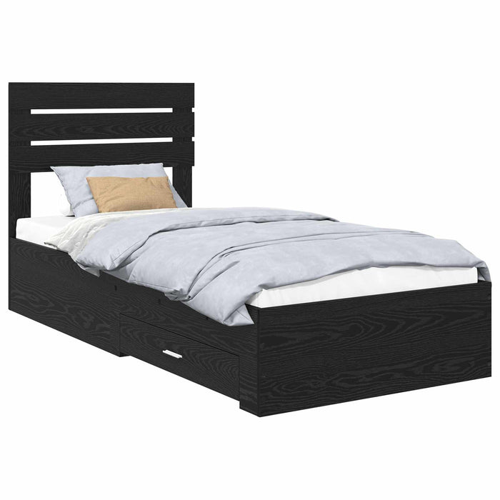 Cadru de pat cu sertar cu headboard cu depozitare Lemn compozit - WALTI WALTI