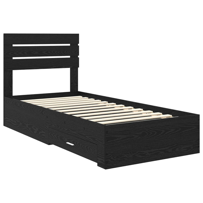 Cadru de pat cu sertar cu headboard cu depozitare Lemn compozit - WALTI WALTI