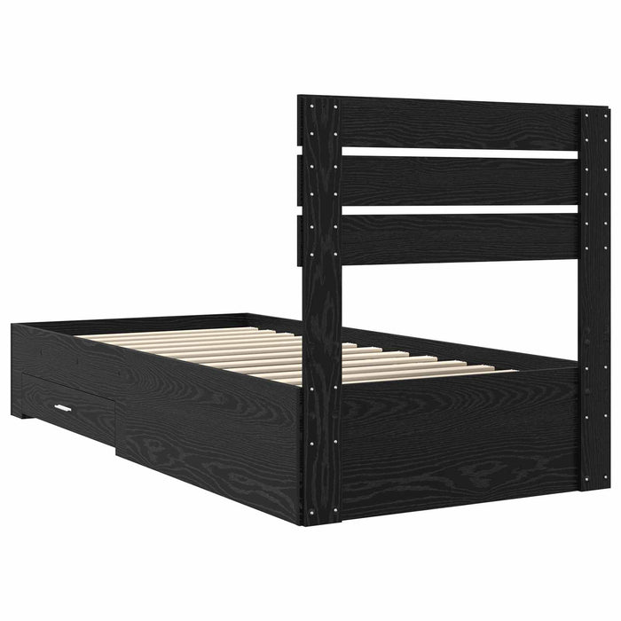 Cadru de pat cu sertar cu headboard cu depozitare Lemn compozit - WALTI WALTI