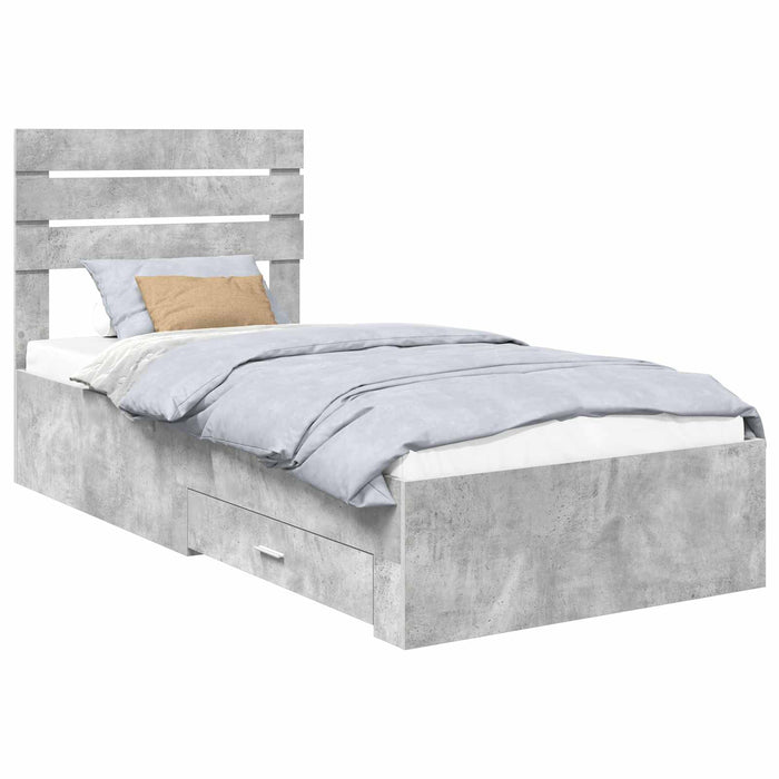 Cadru de pat cu sertar cu headboard cu depozitare Lemn compozit - WALTI WALTI