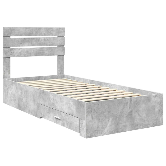 Cadru de pat cu sertar cu headboard cu depozitare Lemn compozit - WALTI WALTI