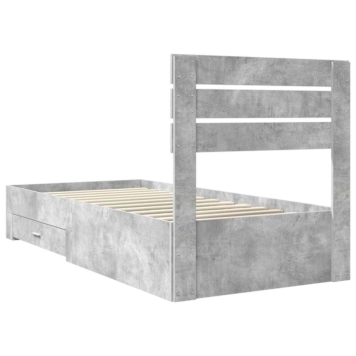 Cadru de pat cu sertar cu headboard cu depozitare Lemn compozit - WALTI WALTI