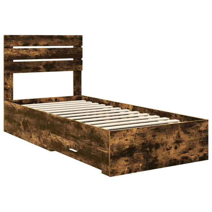 Cadru de pat cu sertar cu headboard cu depozitare Lemn compozit - WALTI WALTI