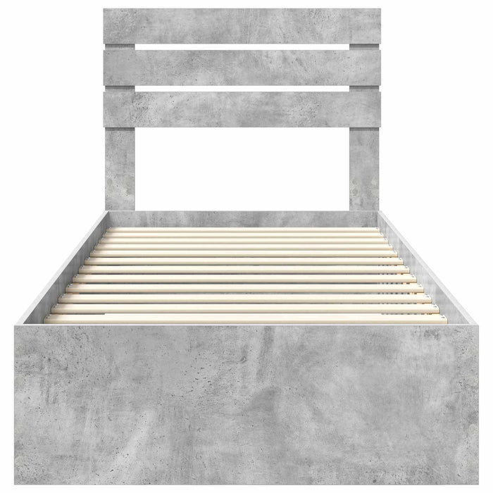Cadru de pat Gri beton și argintiu 75 x 190 cm Lemn compozit - WALTI WALTI