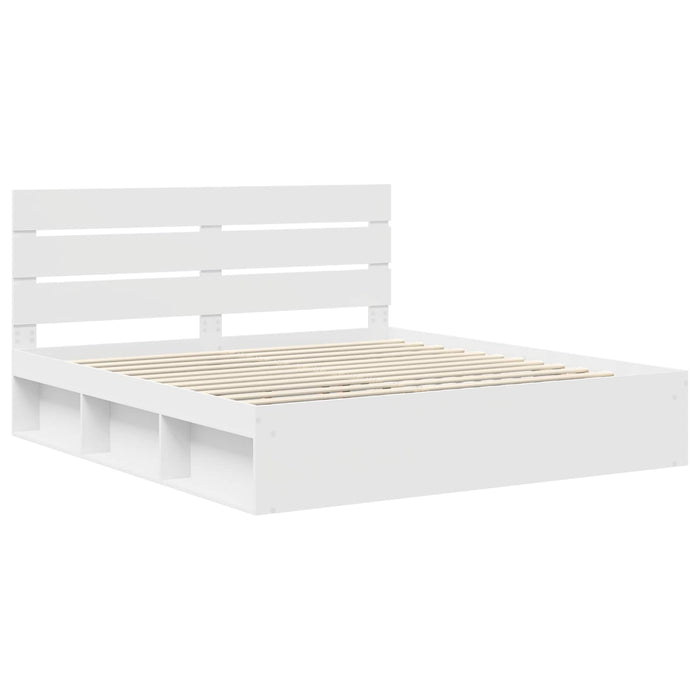 Cadru de pat cu headboard Alb 200 x 200 cm Lemn de pin masiv - WALTI WALTI
