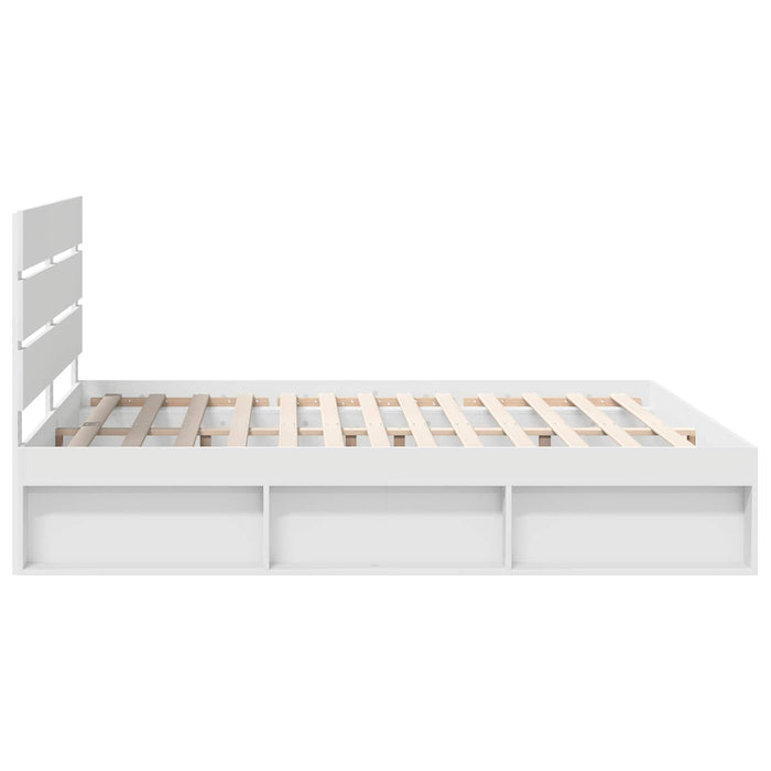 Cadru de pat cu headboard Alb 200 x 200 cm Lemn de pin masiv - WALTI WALTI