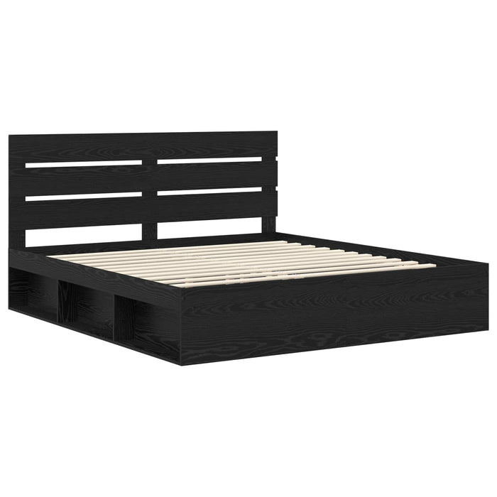 Cadru de pat cu headboard Negru 200 x 200 cm Lemn de pin masiv - WALTI WALTI