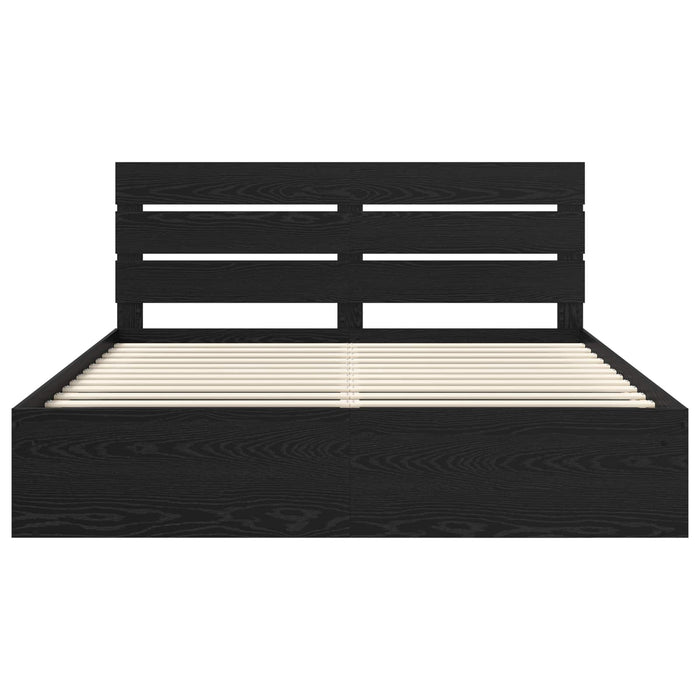 Cadru de pat cu headboard Negru 200 x 200 cm Lemn de pin masiv - WALTI WALTI