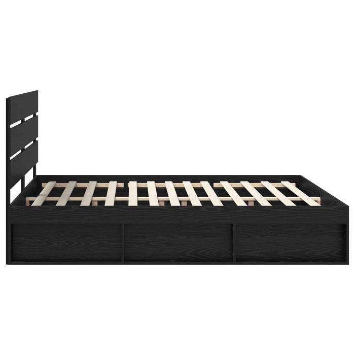 Cadru de pat cu headboard Negru 200 x 200 cm Lemn de pin masiv - WALTI WALTI