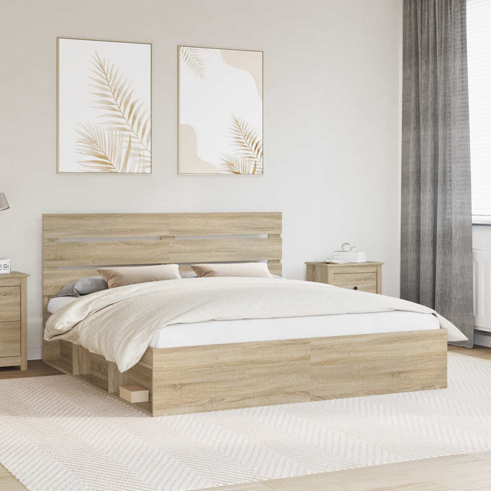 Cadru de pat cu headboard Sonoma 200 x 200 cm Lemn de pin masiv - WALTI WALTI
