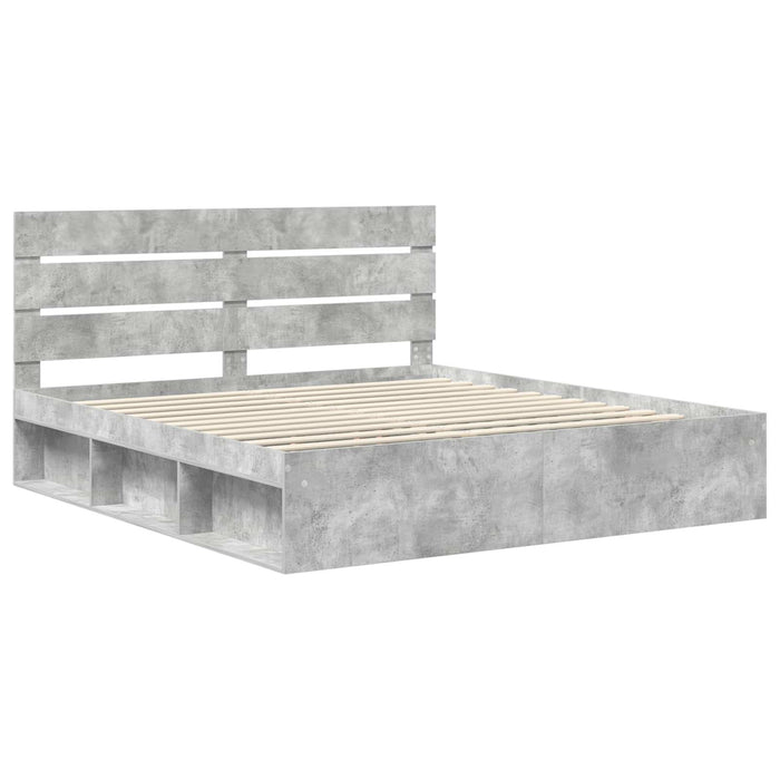 Cadru de pat cu headboard Beton 180 x 200 cm Lemn de pin masiv - WALTI WALTI