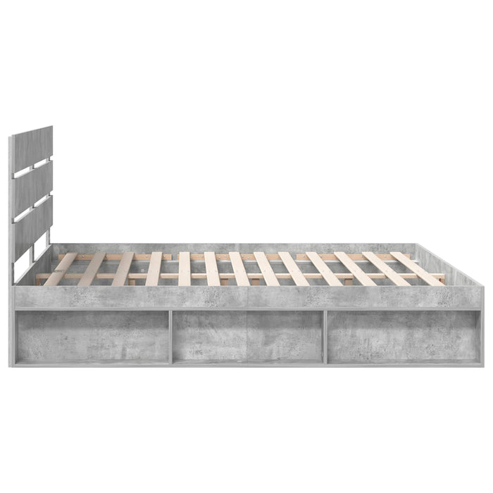 Cadru de pat cu headboard Beton 180 x 200 cm Lemn de pin masiv - WALTI WALTI