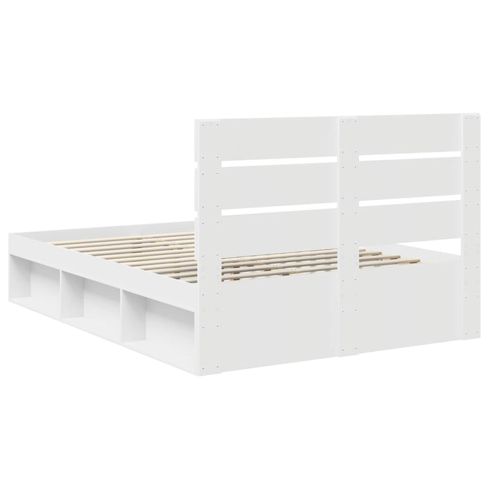 Cadru de pat cu headboard Alb 160 x 200 cm Lemn de pin masiv - WALTI WALTI