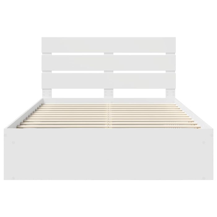Cadru de pat cu headboard Alb 160 x 200 cm Lemn de pin masiv - WALTI WALTI