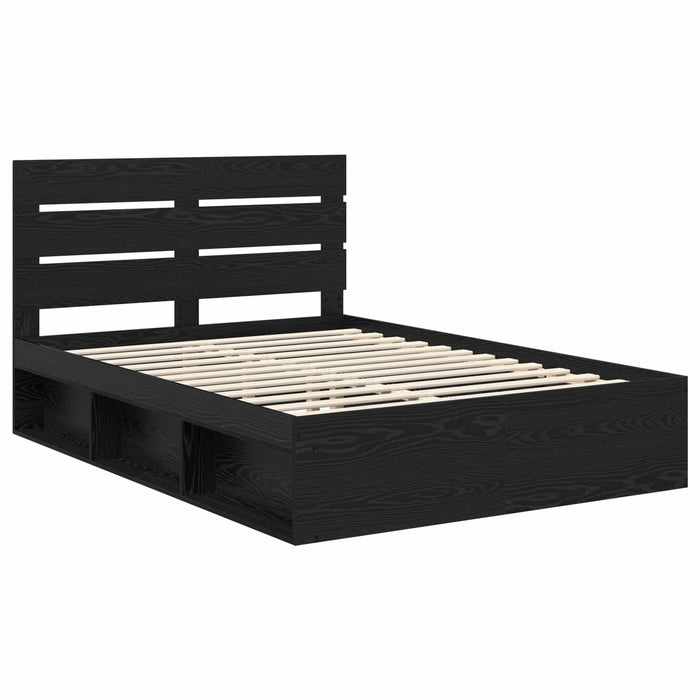 Cadru de pat cu headboard Negru 160 x 200 cm Lemn de pin masiv - WALTI WALTI