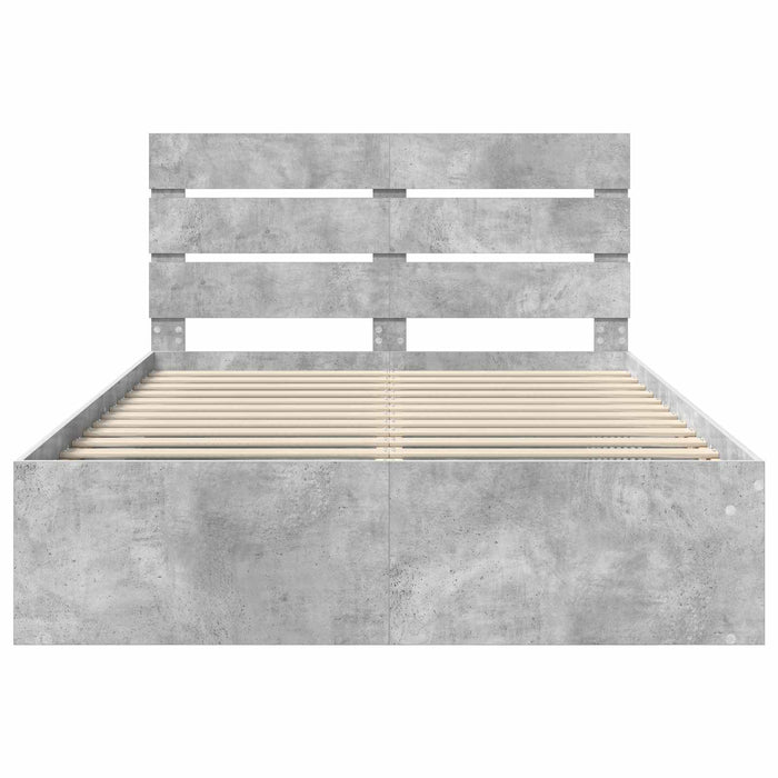 Cadru de pat cu headboard Beton 160 x 200 cm Lemn de pin masiv - WALTI WALTI