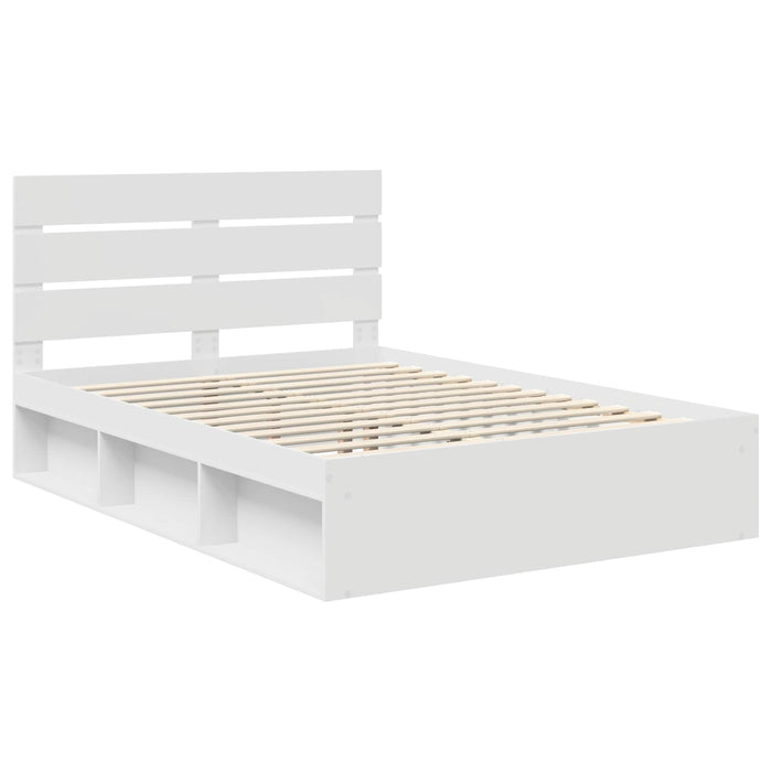 Cadru de pat cu headboard Alb 150 x 200 cm Lemn de pin masiv - WALTI WALTI