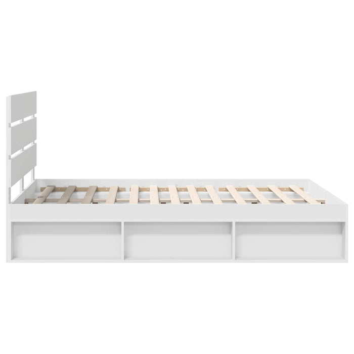 Cadru de pat cu headboard Alb 150 x 200 cm Lemn de pin masiv - WALTI WALTI