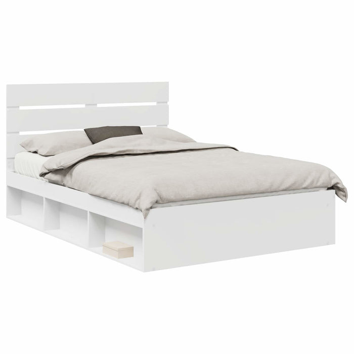 Cadru de pat cu headboard Alb 140 x 200 cm Lemn de pin masiv - WALTI WALTI