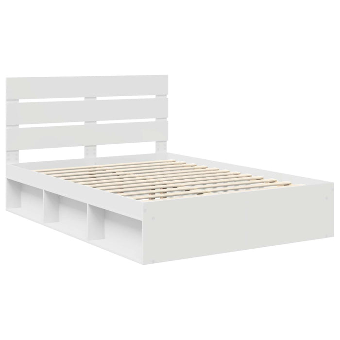Cadru de pat cu headboard Alb 140 x 200 cm Lemn de pin masiv - WALTI WALTI