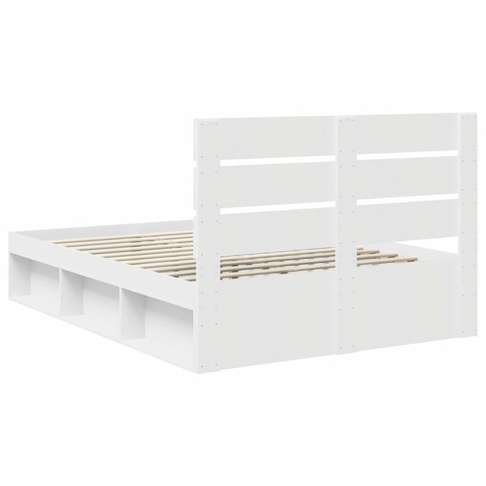 Cadru de pat cu headboard Alb 140 x 200 cm Lemn de pin masiv - WALTI WALTI
