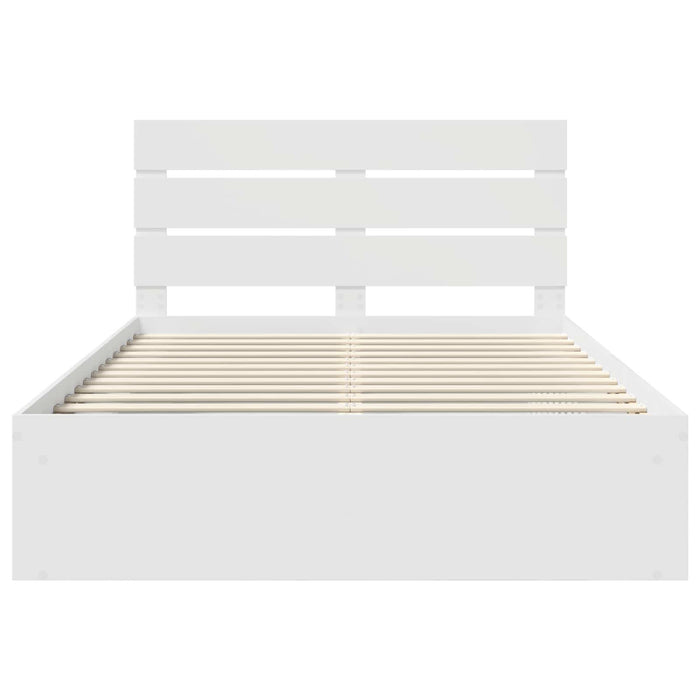 Cadru de pat cu headboard Alb 140 x 200 cm Lemn de pin masiv - WALTI WALTI