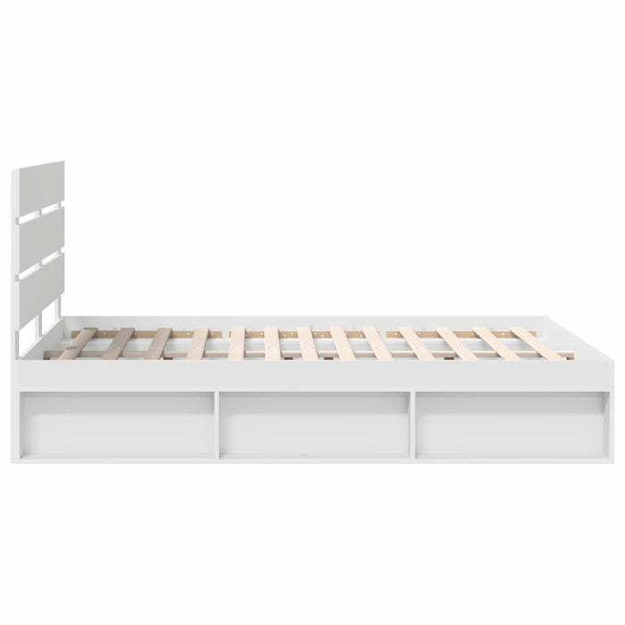 Cadru de pat cu headboard Alb 140 x 200 cm Lemn de pin masiv - WALTI WALTI