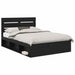 Cadru de pat cu headboard Negru 140 x 200 cm Lemn de pin masiv - WALTI WALTI