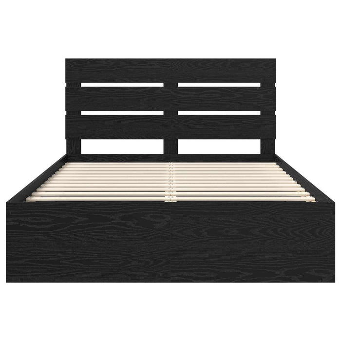 Cadru de pat cu headboard Negru 140 x 200 cm Lemn de pin masiv - WALTI WALTI