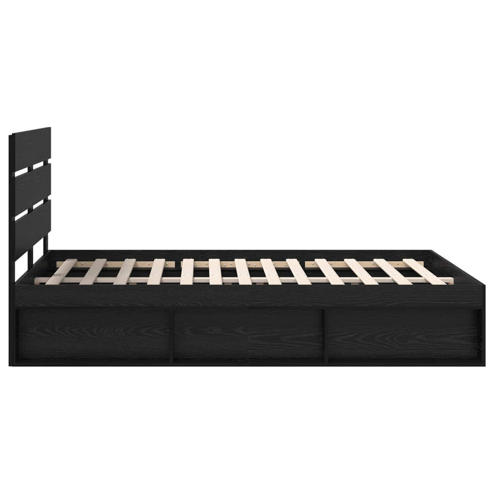 Cadru de pat cu headboard Negru 140 x 190 cm Lemn de pin masiv - WALTI WALTI