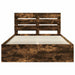 Cadru de pat Stejar fumuriu 140 x 190 cm Lemn de pin masiv - WALTI WALTI