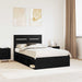 Cadru de pat cu headboard Negru 135 x 190 cm Lemn de pin masiv - WALTI WALTI