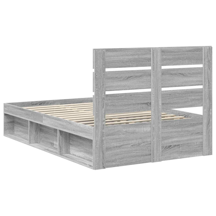 Cadru de pat Gri Sonoma 135 x 190 cm Lemn de pin masiv - WALTI WALTI