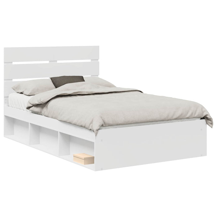 Cadru de pat cu headboard Alb 120 x 200 cm Lemn de pin masiv - WALTI WALTI